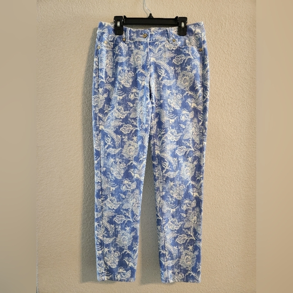 J. McLaughlin Lexi Jeans Floral Peacock Mini Buena Vista Print Size 2